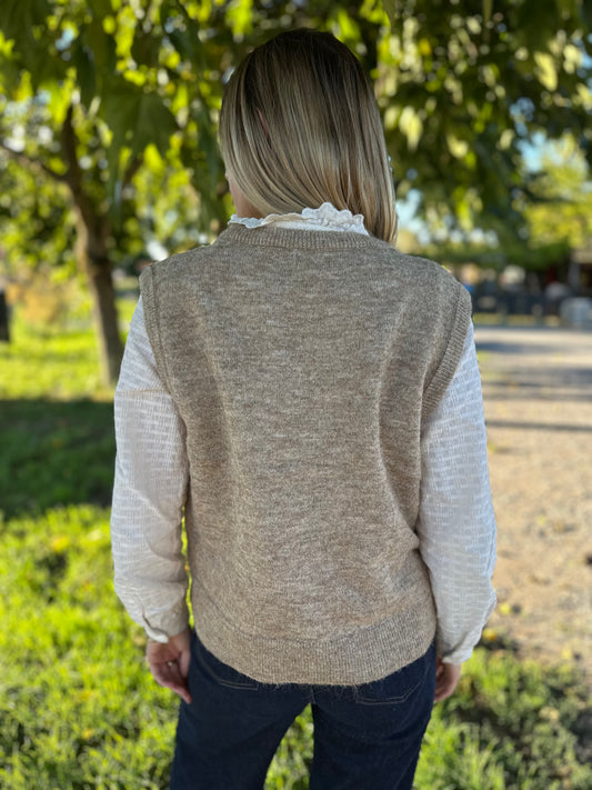 Pull sans manches COLETTE - beige