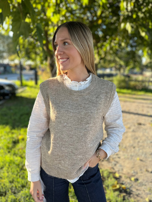 Pull sans manches COLETTE - beige