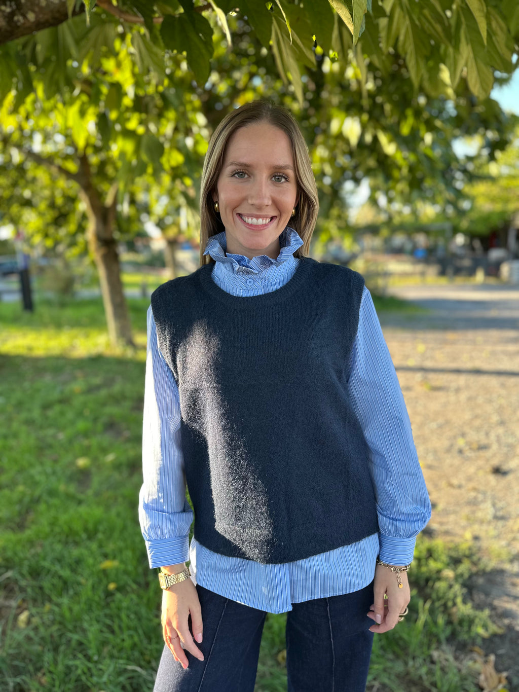 Pull sans manches COLETTE - bleu marine