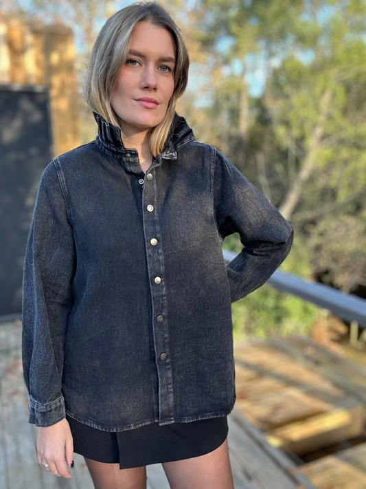 Veste Arsène denim - col volanté